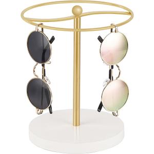 Mkono Sunglasses Organizer Glasses Holder Stand Sunglass Storage Display Eyeglasses Rack for up to 12 Pairs of Eyewear Glasses for Table Dresser Desk Countertop Bedroom, Set of 1, Gold