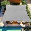Shade&Beyond 12'x16' Sun Shade Sails Curved Canopy Rectangular Light Grey 185GSM Shade Sail Permeable for Patio Deck Yard Backyard, (We Make Custom Size)