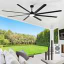 Large Ceiling Fan with Light: 100 Inch Outdoor Fan - Industrial Ceiling Fan with Remote for Shop Garage Patio Black