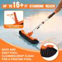 LAANPOLE Pool Brush with Pole, 16FT Heavy Duty Telescopic Pool Pole with 18" Pool Brush, Swimming Pool Scrubber Brush Head for Cleaning Walls, Tiles & Floors