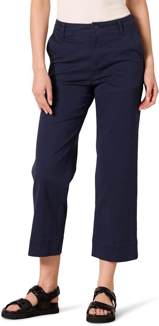 Amazon Essentials Women's High-Rise Slim-Fit Ankle-Length Wide-Leg Khaki Pant, 38W x 30L