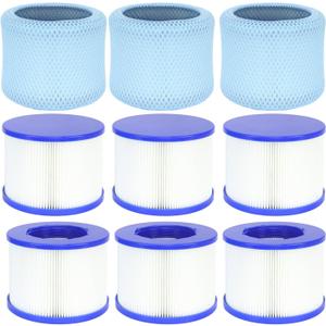 Lucasou 60% Denser Filter, High-Efficiency Screw-in Hot Tub spa Filters Replacement Compatible with All Relax Time, Aleko, Wejoy, Aquaspa Hot Tubs & Other Spas (6 Filters + 3 Filter Bags)