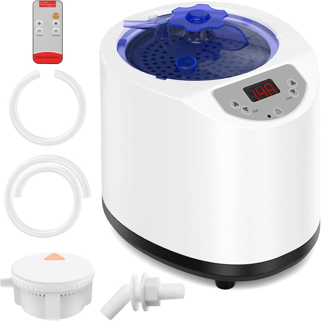 Sauna Steamer Machine, 3L Portable Sauna Steamer, 1200W Steam Generator for Sauna, Home Sauna Steamer Pot with Remote Control, Timer, 15 Temperature Levels, Steam Cup, Home Spa Sauna Accessories