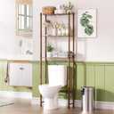 AmazerBath Bamboo Over The Toilet Storage Shelf, Over Toilet Bathroom Organizer Rack, 3-Tier Bathroom Shelves Over Toilet, Space Saver, Walnut Brown