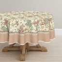 Horaldaily Floral Round Tablecloth 70x70 Inch Round, Pink Birds Elegant Vintage Washable Seasonal Table Cover for Party Picnic Dinner Decor