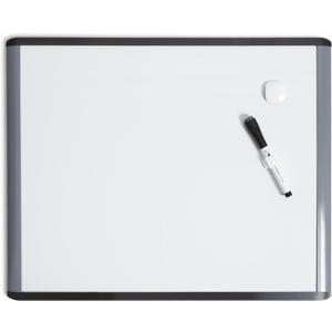 U Brands Magnetic Dry Erase Board White Board, 16" x 20", Black and Grey Frame, Includes Marker and Magnet