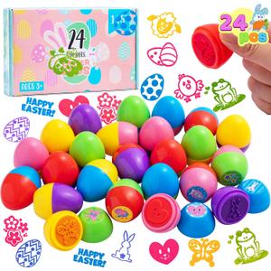 JOYIN 24 Pcs Easter Egg Stampers Toys for Easter Eggs Hunt Game, Basket Stuffers Fillers, Kids Gifts, Party Favor, Self Inking Stamp for Classroom Prize Supplies