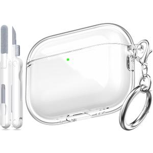 for AirPods Pro 3 Clear Case 2025, Military-Grade Shockproof, Soft TPU Highly Transparent Anti-Yellowing for AirPods Pro 3 Case with Cleaning Kit & Cute Round Buckle, Clear White