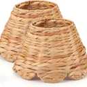 2 Pcs Rattan Lamp Shades Cover 5.5" Top x 10" Bottom x 6.6" High