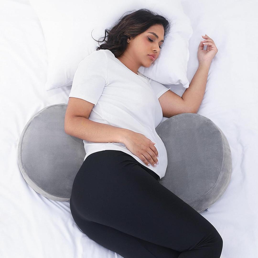 Pregnancy Pillow for Sleeping Memory Foam Maternity Pillow for Side Sleepers, Adjustable Travel Wedge Pillow Support for Back, Belly, and HIPS for Pregnant Women,Velvet Grey
