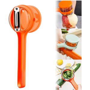 Vegetable Peeler with Container,Fruit and Vegetable Peeler with Storage Box,Double-Sided Stainless Steel Multi-Function Peelers for Home Kitchen,Vegetable Peelers with Catcher(Orange) 2 Pack