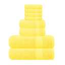 GLAMBURG Ultra Soft 8-Piece Towel Set - 100% Pure Ringspun Cotton, Contains 2 Oversized Bath Towels 27x54, 2 Hand Towels 16x28, 4 Wash Cloths 13x13 - Ideal for Everyday use, Hotel & Spa - Yellow