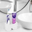 Bow Ceramic Toothbrush Holder, Cute Toothpaste Organizer with Drain Hole, Bathroom Countertop Storage for Electric Toothbrush, Toothpaste & Accessories (White)