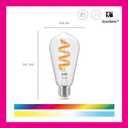 WiZ Connected Color ST19 Color Filament LED Smart Bulb - Pack of 1-300 Lumen - E26 Indoor - Connects to Your Existing Wi-Fi - Control with Voice or App + Activate with Motion - Matter Compatible