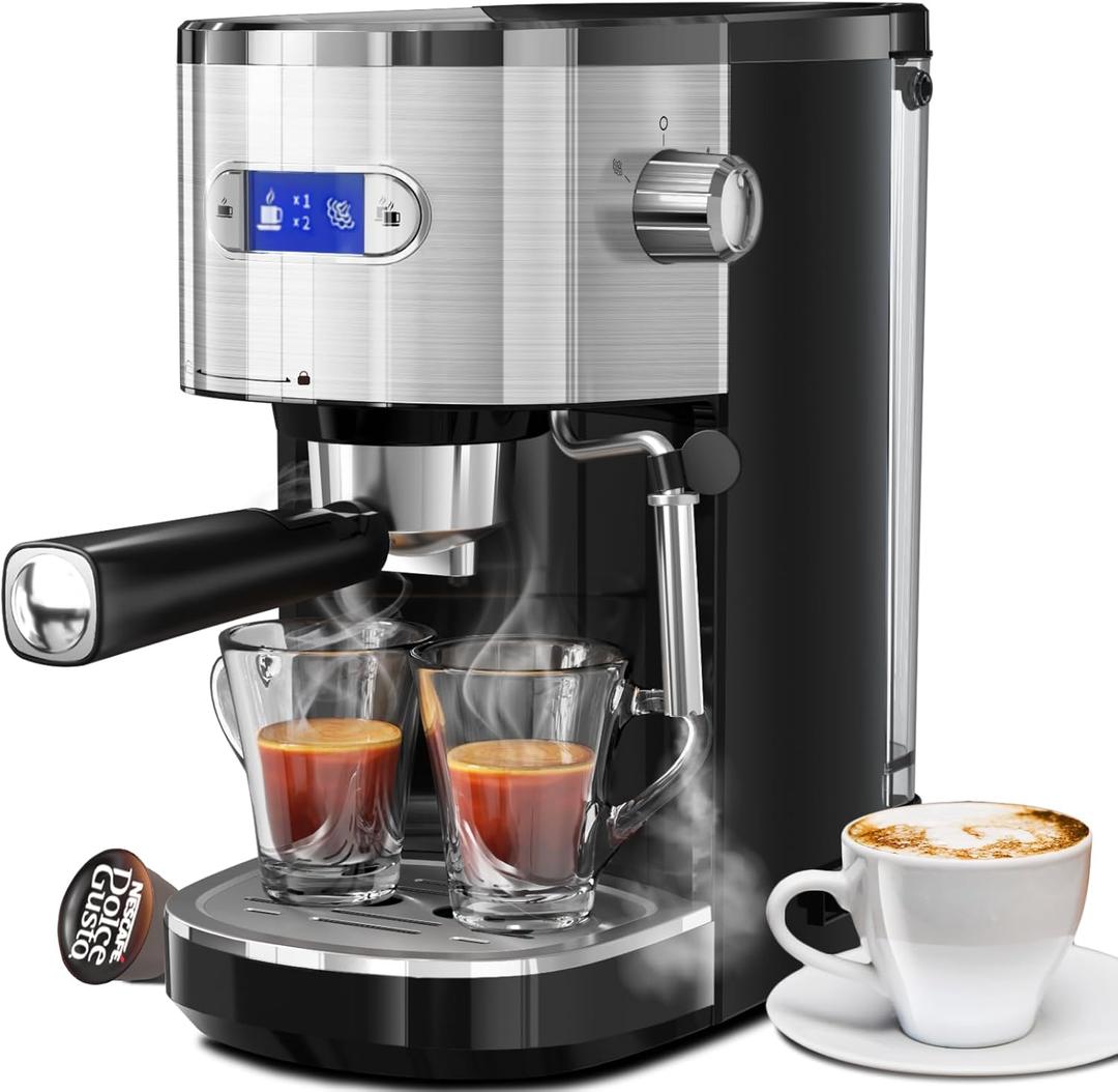 20 Bar Espresso Machine,Semi-Automatic Espresso Machine with Milk Frother Steam Wand,Coffee Maker Machine with 40 oz Removable Water Tank for Latte &Cappuccino (Black)
