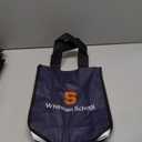 Small tote bag, Navy blue, orange logo, "Whitman School", 10 pack