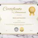 PETAFLOP Wooden Picture Frames 8.5 x 11 Marble Color Design, Certificate Award Document Plaque Wall Mounted Display, Single