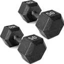 CAP Barbell Cast Iron Hex Dumbbell | Multiple Options (50 lb, Black, Pair)