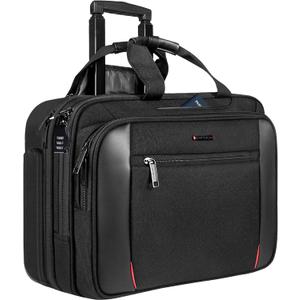 EMPSIGN Rolling Briefcase Laptop Bag,17.3" Computer bag with wheels, Water Repellent Travel Roller Underseat Bag with RFID Blocking Pocket,Rolling Work Bags for women/men -Black