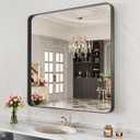 LOAAO 32X32 Inch Black Metal Framed Bathroom Mirror for Wall, Matte Black Bathroom Vanity Mirror Farmhouse, Anti-Rust, Hangs Horizontally or Vertically