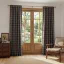 NICETOWN Autumn Plaid 100% Blackout Window Curtain Buffalo Check Energy Efficient 84 Inches Long for Bedroom Living Room Rod Pocket Back Tab Rustic Farmhouse Thermal Insulated Drape, 52"x 84", Brown