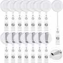 Zonon 100 Pieces Retractable Badge Reel Clips ID Card Holder Reel with Metal Belt Clip for Hanging Cards Key Chains, Name Badge Holders for Nurses Teachers Students(White)