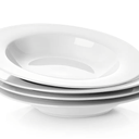 YHY Soup Bowls, Pasta Bowl Set of 4, White Shallow Bowl Plates, Porcelain Rimmed Bowls, 8 Inches Diameter with Rim, Mather's Day Gift