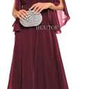 Women's Chiffon Mother of The Bride Dresses for Wedding V Neck Bridesmaid Dress with Sleeves Formal Evening Party Gown (Black)