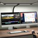 ONEMIX 42" LED Desk Lamp for Home Office, Eye-Caring Desk Light with Adjustable 4-Segment Bar, 1800LM Bright, Remote, Architect Table Lamp with Base for Dual Monitors, Reading, Study, Workbench (Black)