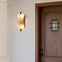 2 Pack 2 Light Oval Red Frosted Glass Bathroom Wall Sconce Modern Concise Style Wall Light Fixture,Black Finish for Bedroom Hallway Bedside