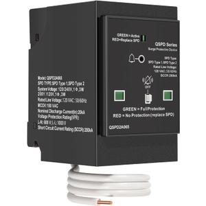Replacement for Siemens QSPD2A065P Plug-in Surge Protection Device, 2-Pole 65kA 120/240V, 1, 3W, Fits Siemens Type QP Load Centers, Whole House Power Spike Protection, LED Indicator & Audible Alarm