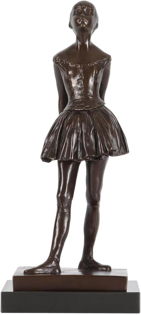 Bronze Little Dancer Aged Fourteen Statue by Degas Ballerina Art Famous Sculpture Replica Home Decor Gifts (10.6"H)