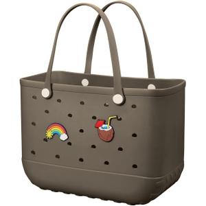Beach Bag Rubber Tote Bag - Waterproof Travel Bag for Women Washable Tote Bag Handbag for Sports Beach Market Pool (X-Large, Olive Drab)