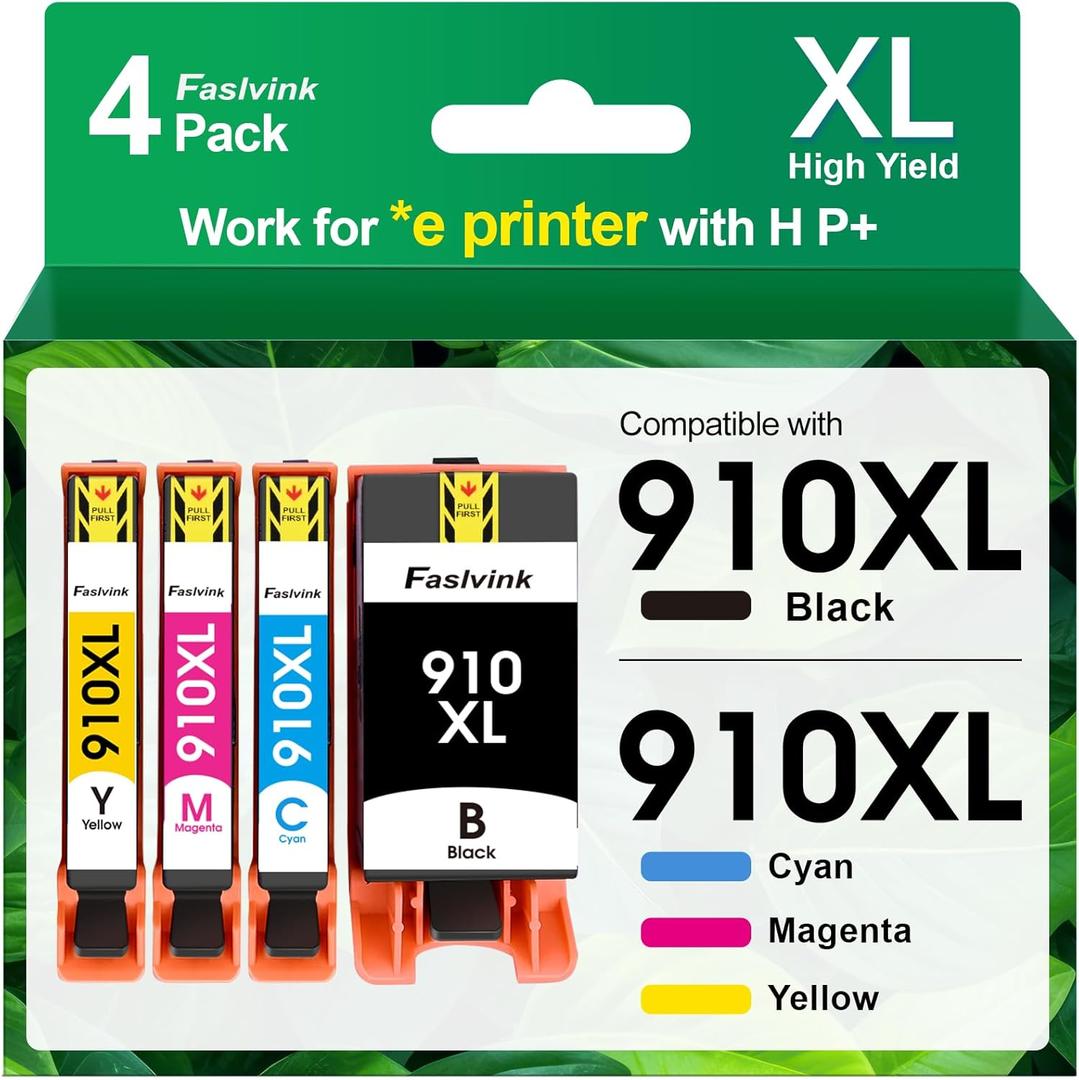 910XL Ink Cartridges Replacement for HP 910XL Ink Cartridges Combo Pack for HP OfficeJet Pro 8025e 8015e 8028e 8035e 8022e 8020 8025 8028 8035 8015 Printers,4 Pack (hp910xl 910 XL Ink