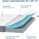 Foldable Mattress Queen, 6 Inch Trifold Mattress with Memory Foam | CertiPUR-US Certified Foam, Non-Slip Bottom, Removable Bamboo Cover, for Guest Bed, Camping, Floor Use,78" x 58" x 6"