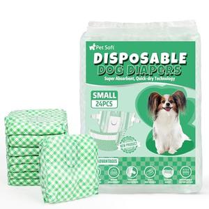 Pet Soft Female Dog Diapers - Disposable Puppy Diapers for Dogs & Cats, Ultra Absorbent Doggy in Heat Period or Urine Incontinence, 23pcs (S, Green)