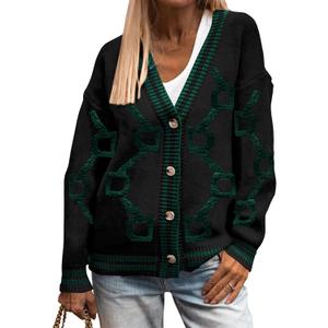 PRETTYGARDEN Women's Spring Fall Chunky Knit Cardigan Sweaters Casual Open Front Button Up Winter Coats Outerwear (S)