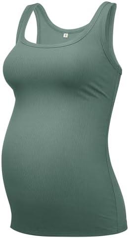 PACBREEZE Women's Maternity Tank Top U-Neck Sleeveless Pregnancy Basic Clothes Vest,.M