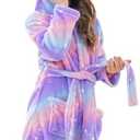 Doctor Unicorn Girls Fleece Hooded Robe Toddler Warm Fuzzy Bathrobe Size 5-6 Y