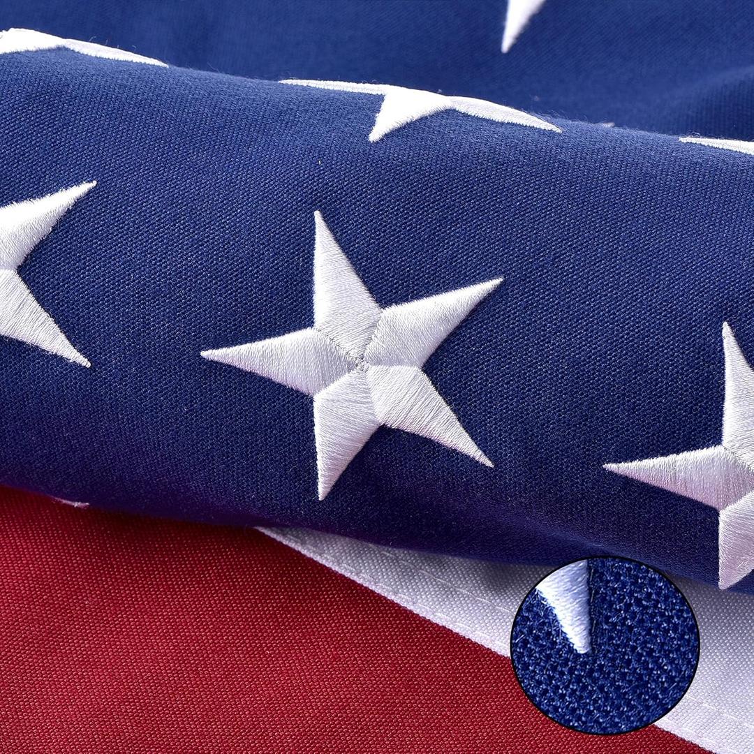 American Flag for Outside 3x5 FT, Deluxe Heavy Duty Spun Polyster, TearProof and Waterproof Super Tough Series, All Weather High Wind USA US Flag with Embroidered Stars, Sewn Stripes, Brass Grommets