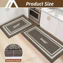 COSY HOMEER Kitchen Rugs Non-Slip 24x35/24x60 Inch Thick Polypropylene Standing Mat for Home Machine Washable, Brown Frame
