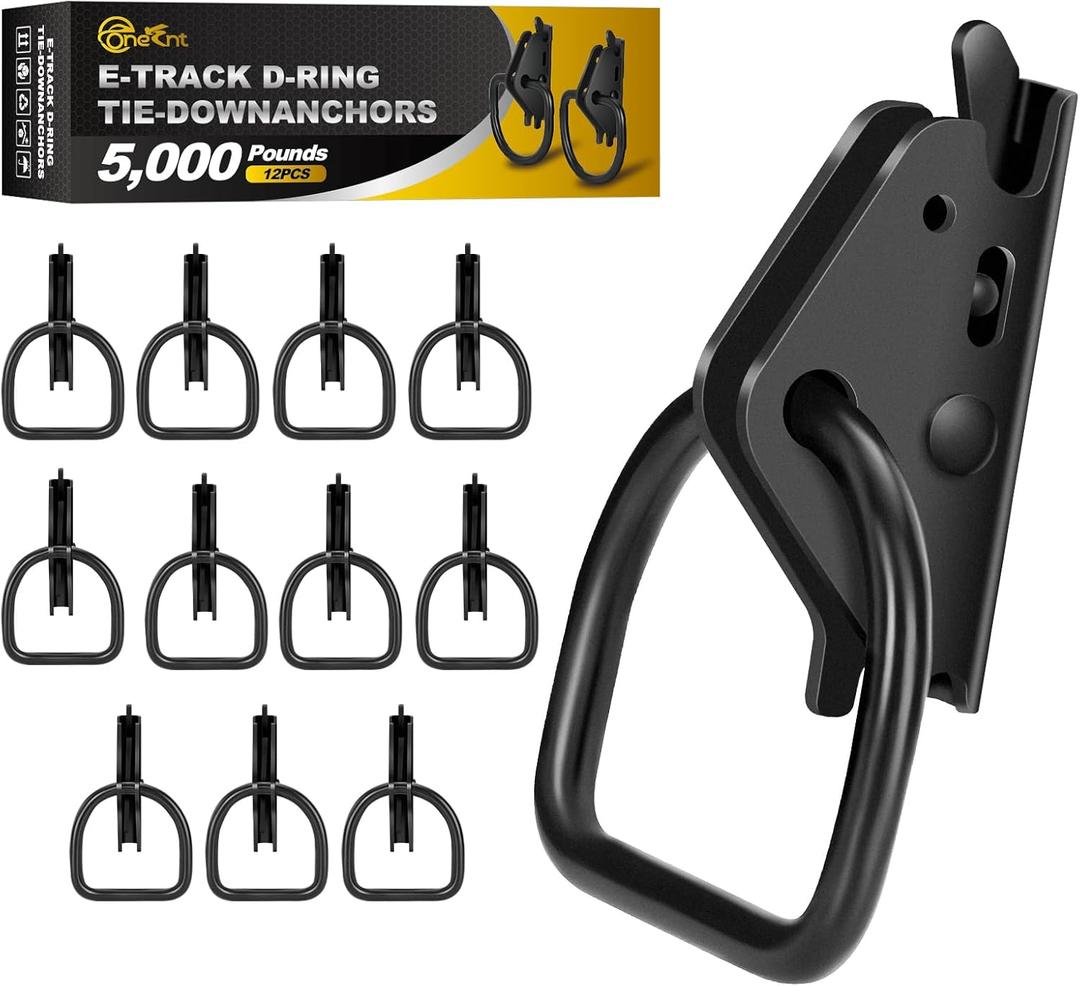 12Pcs E Track D Ring Tie-Down Anchors|E Track Accessories for Enclosed|ETrack System for Trailer Accessories for Bikes in Trailers, Pickups, TrucksMotorcycle Anchor, Wheel Chock & Equipment(Black)