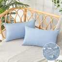 UGASA Outdoor Throw Pillow Covers Pack of 2 Plaid Texture Waterproof Farmhouse Linen Decorative Lumbar Cushion Pillows Covers for Patio Porch Outside Yard Garden Bench 12x20 Inch, Black