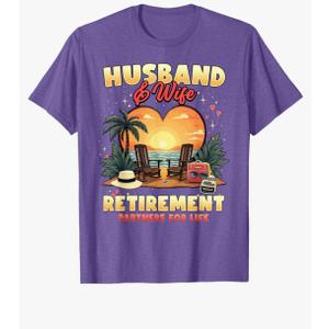 Husband and Wife Retirement Partners Couples Matching T-Shirt L