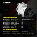 AC Compressor with Clutch with Clutch Compatible with Honda Accord 2003-2007, Odyssey 2005-2007, Pilot 2005-2008, Ridgeline & Acura MDX TL, 3.0L 3.2L 3.5L w/One Plug
