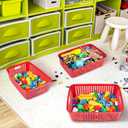 Lineshading 12 Pack Plastic Storage Baskets for Organizing, Red
13 x 10'' Large Plastic Storage Baskets Bins, Red,  Product Dimensions 13.78"D x 9.84"W x 5.12"H
