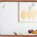 LVMU Elegant Wall Mirror Framed Farmhouse 18X24 Inch Mirrors Rounded Rectangle Woodgrain Natural Walnut/Oak Rustic Framed Vanity Mirror Bathroom Horizontally or Vertically (Walnut, 24"L x 18"W)