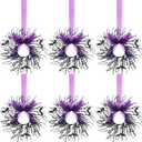 6 Pack Halloween Black Branch Wreaths, 9.8 Inch Handmade Horror Wreath for Front Door, Window, Cabinet Indoor Outdoor Decor with Ribbon