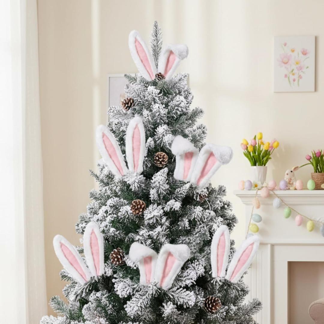 Kathfly 24pcs Easter Bunny Ear Tree Decorations, 11.8 x 2 inch Artificial Rabbit Ear Picks for Easter Tree Ornaments, Centerpiece Decorations for Home, Table, Wreaths, DIY Craft Supplies