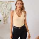 VICHYIE Tank Tops for Women Summer Sleeveless Shirts V Neck Ribbed Slim Fitted Tops Cami Blouses XS